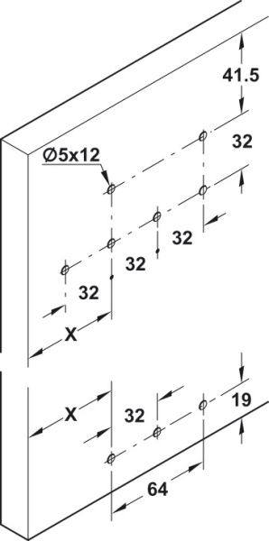 Slido F-Li42 50А компл.для 2 дверей,16-22мм с амортизат.с одной стороны